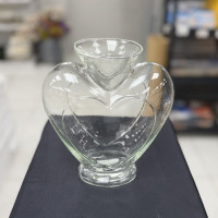 Şeffaf Kalp Dekor Vazo - 20115 - deg -